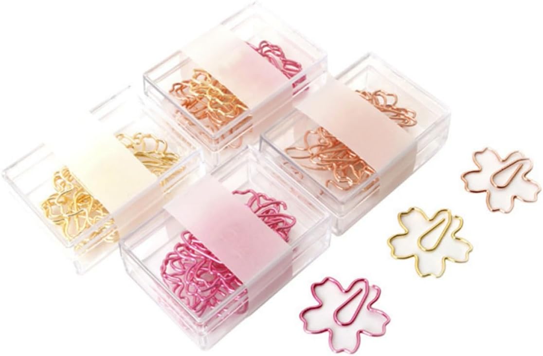 12pcs Cherry Blossom Metal Paper Clips Creative Flower Shape Set