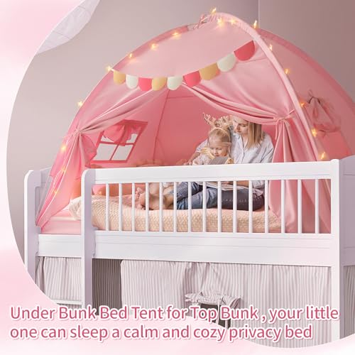 Razee Twin Bed Tent for Kids, Twin Size Bed Tents Indoor Canopy Privacy Tent on Bunk Bed Sleep Inside Drafty Room for Girls, Pink