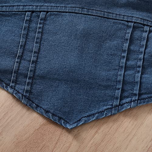 Toddler Baby Girls 2pcs Jeans Outfits, Denim Off-Shoulder Crop Tops+High Waist Ripped Jeans with Pockets 6 Months-6Y3