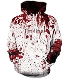 RAISEVERN Hoodies for Men Halloween I'm Fine Fleece Graphics Sweatshirts Pullover Blood Stains Novelty Hoody Cool Funny Hooded with Pocket