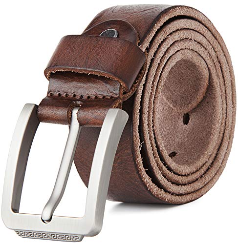Tolumo Men s Belt Pin Buckle Full Grain Leather Belts Great for Casual Jeans Work Wear 658M Dark Brown 105cm