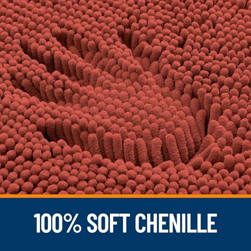 Image of OLANLY Bathroom Rugs Sets 2 Piece, Soft Absorbent Chenille Bath Mats and U-Shaped Contour Toilet Rug Set, Machine Washable Bath Carpet, Home Decor Accessories(24 inchx16 inch+24 inchx20 inch, Rustic Terracotta)