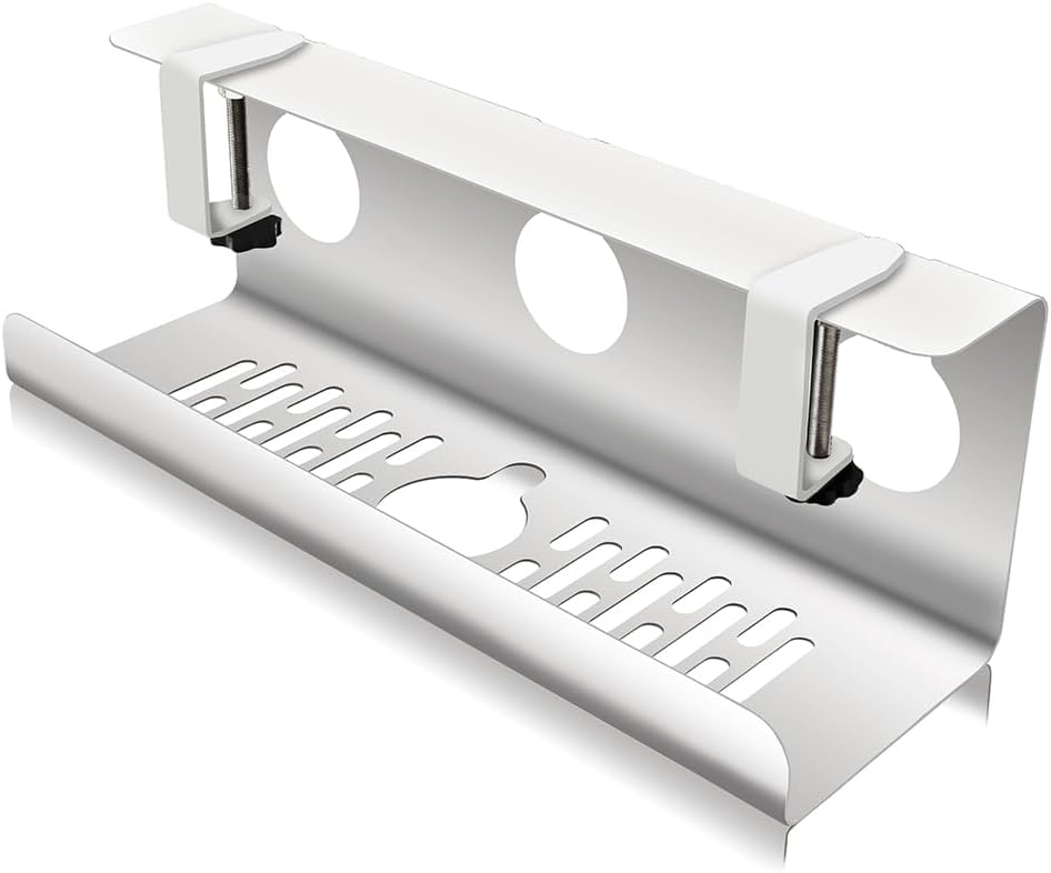 Cable Tray, Clamp Type, For Both Outward and Inward Facing, No Tools Required, No Drilling Required, Under Desk, Cable Storage, Cable Holder, Router Storage, Wire Organization Tray, Cord Management