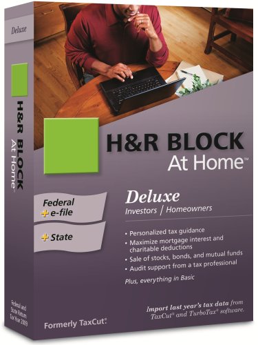H&R Block 1336600-09 At Home 2009 Deluxe Federal + State + Efile [Old Version] cover
