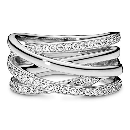 PANDORA Sparkling & Polished Lines Entwined Ring - Sterling Silver Ring for Women - Gift for Her - Sterling Silver with Clear Cubic Zirconia - With Gift Box - Size 6 by PANDORA - Image 7