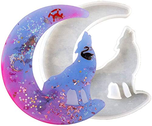 Fabrication de bijoux décor bricolage moule en silicone résine époxy cristal colle moulage moule (Loup de lune) Cover