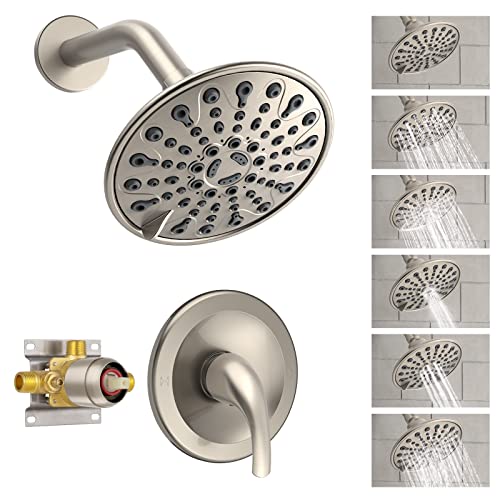 Image of EMBATHER 6 Inch Shower Faucets Sets Complete,Brushed Nickel