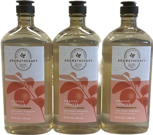 Bath & Body Works Aromatherapy Energy - Orange + Ginger Body Wash & Foam Bath, 10 Fl Oz, 3-Pack