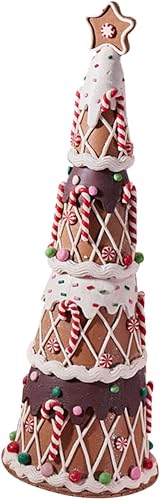 Beatifufu Decoración de Navidad Bastones de caramelo de arcilla Decoraciones de árbol de Navidad Resina Pan de jengibre Árbol de Navidad Estatua de