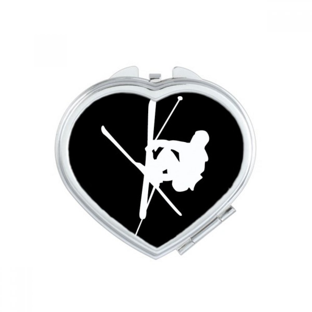 Miroir de poche mignon petit cadeau portable patinage d'hiver silhouette maquillage sport