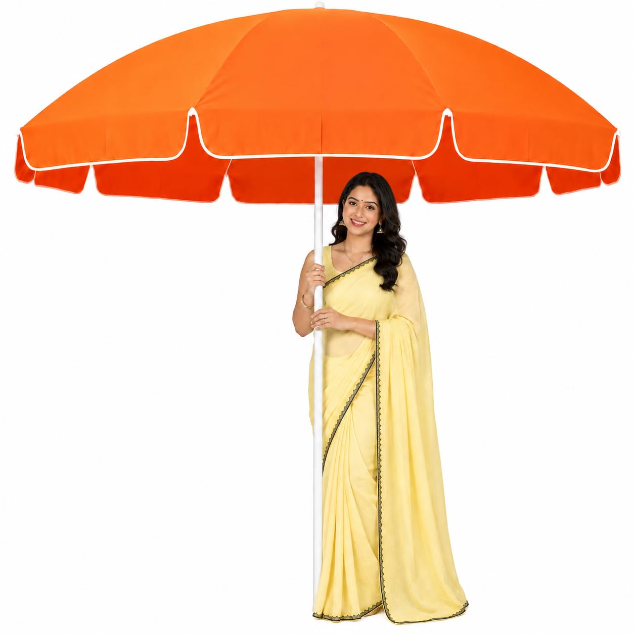 7 ft garden umbrella protective shade canopy for patio lawn use reliable outdoor shade (orange)