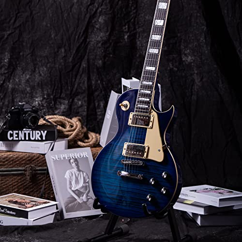 Image of GROTE Guitar Solid Body Electric Guitar with Gigbag LPYS-006 (Blue)