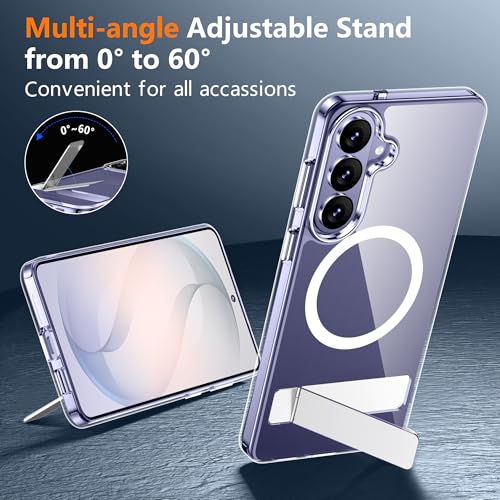 Image of SPIDERCASE Magnetic for Samsung Galaxy S26 Plus Case, with [3 Stand Ways][ Military Grade Drop Protection] with Invisible Stand Shockproof Slim Case for Samsung Galaxy S26 Plus 6.7 inch, Clear