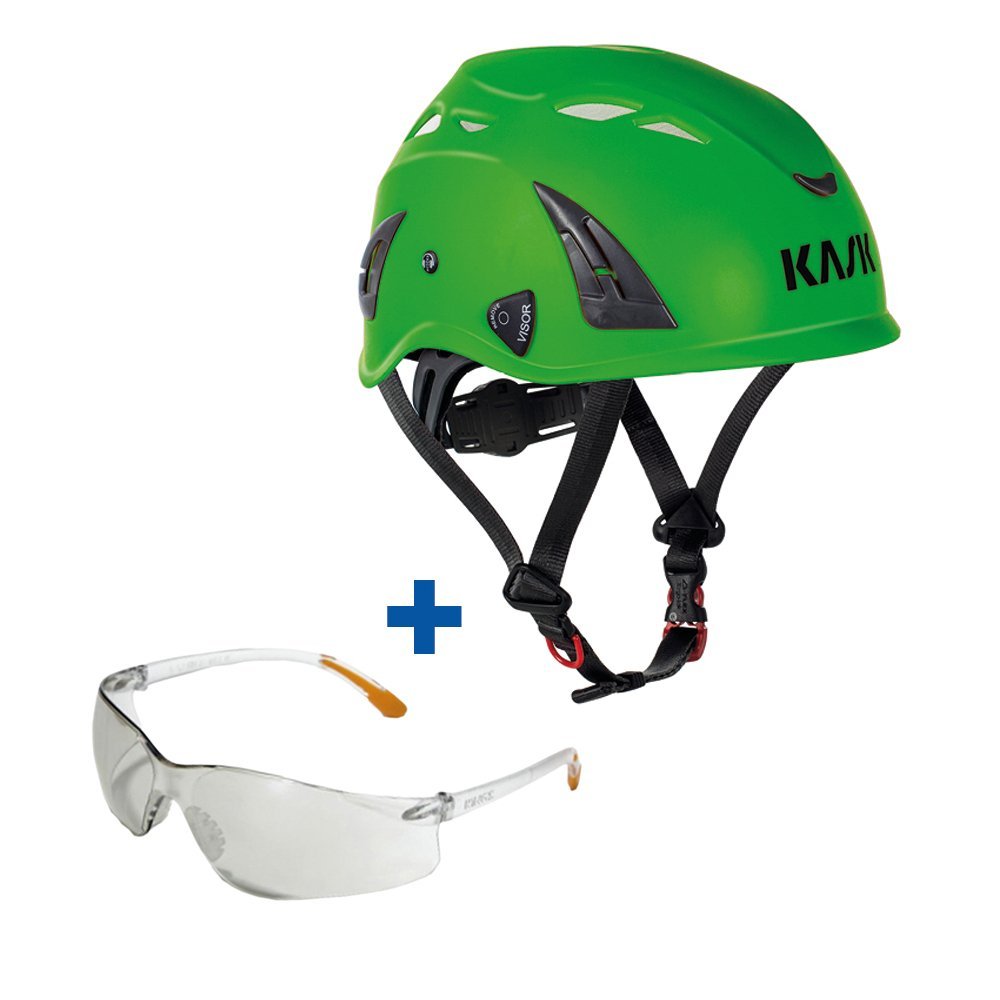 KASK SUPERPLASMA AQ INDUSTRIESCHUTZ -UND KLETTERHELM (GRÜN) | INKLUSIVE SCHUTZBRILLE (TRANSPARENT)