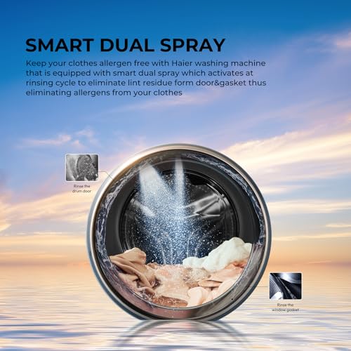 Image of Haier 7 Kg AI One Touch, AI Smart Wash (AI-DBT), PuriSteam, 525mm Super Drum, In-Built Heater,WI-FI, Fully Automatic Front Load Washing Machine, (EFL70-IM12F3BKU1 | Black)
