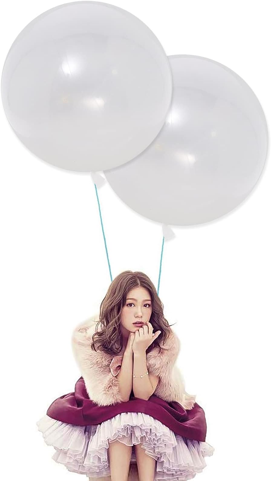 IN-JOOYAA 24 Inch Latex Big Round Balloons 7 Pack Clear Thick Giant Balloons for Photo Shoot Wedding Baby Shower Birthday Party Decorations