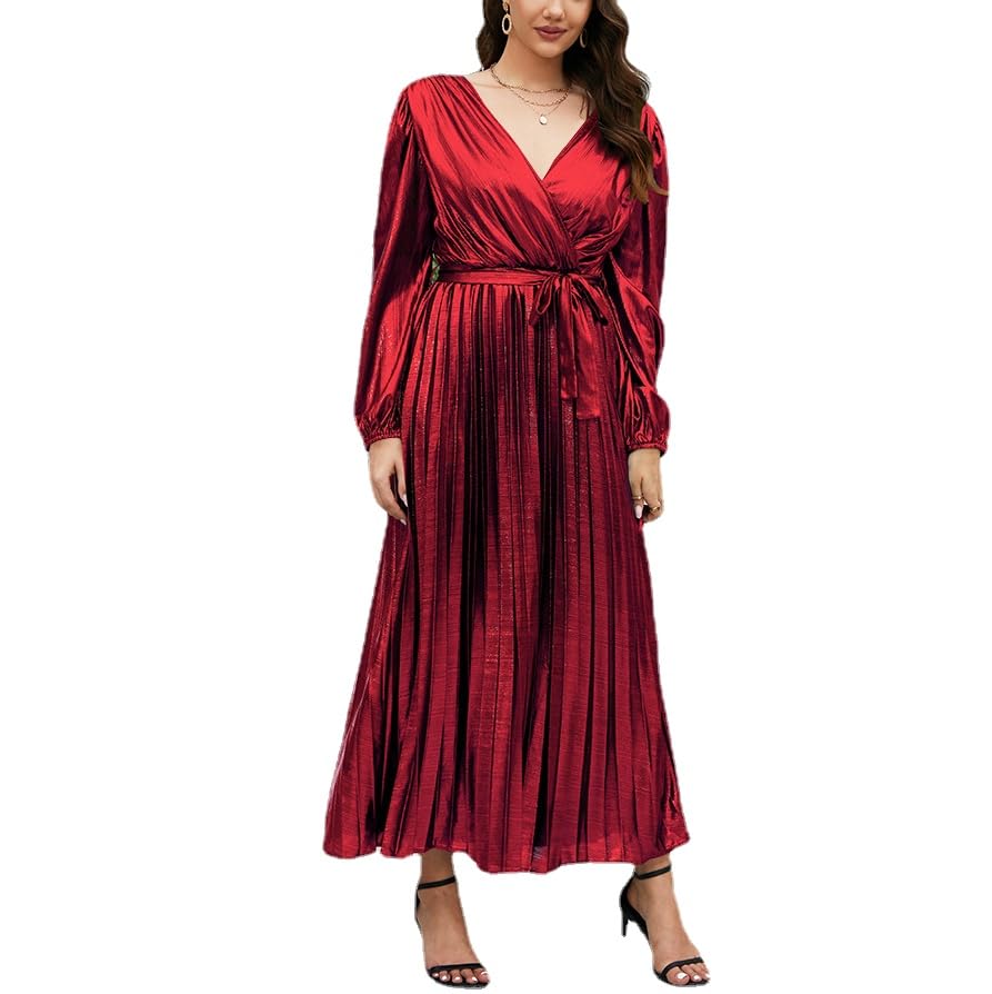 Robe de soirée à manches longues : valorisez vos courbes en taille XL rouge