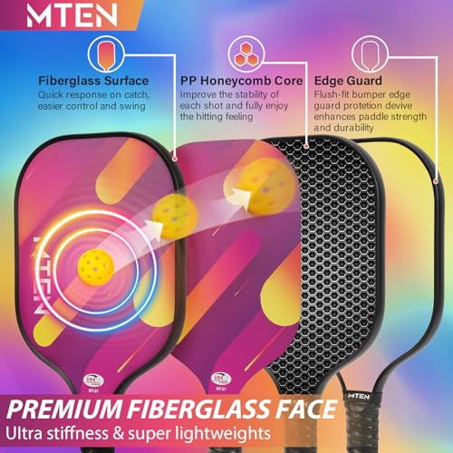 Image of MTEN Pickleball Paddles Set of 2 /4 /1, USAPA Approved Fiberglass Rackets