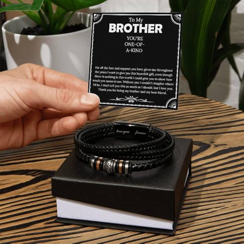 Image of To My Brother Bracelet, Bracelet for Brother from Sister, Gifts from Mom and Dad, Birthday Gift with Message Card and Box
