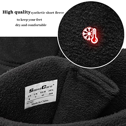 Silentcare Men's Winter Waterproof Snow Boots Warm Slip On Mid-Calf Booties Lightweight Outdoor Athletic Shoes Black 10.5 Us #TOP2