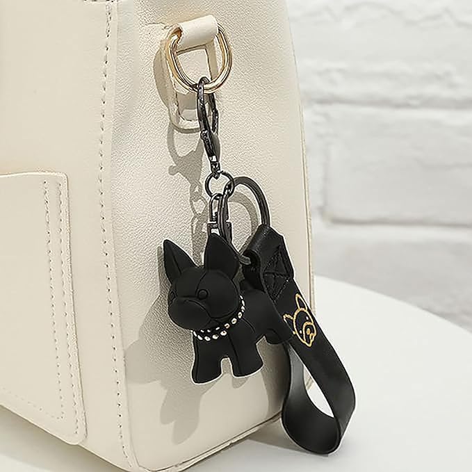 Esshogo Hund Anhänger Schlüsselbund, Niedlicher Bulldoggen Schlüsselring, Little French Pitbull Schlüssel Anhänger für Frauen, Herren, Tasche, Rucksack, Auto Schlüssel, Handtasche Dekoration