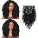 Sassina Real Thick Clip in Human Hair Extensions Kinky Curly Style 3B 3C Natural Color For African Americans Afro Kinky Curly Clip on 7Pcs-lot 120Grams-set, KC 14 Inch