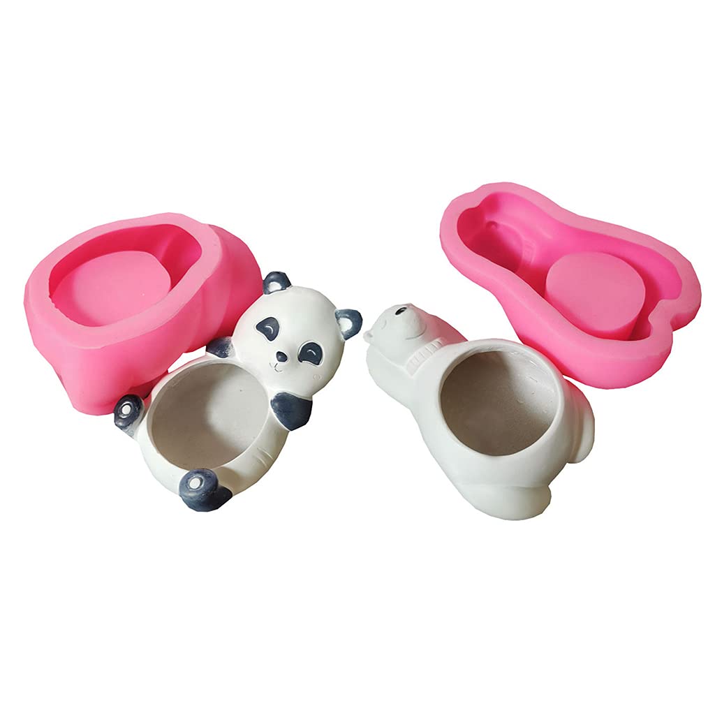 Panda - Caja de almacenamiento en forma de oso polar de silicona para cemento o o portavelas