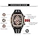 Watches for Men Luxury Skeleton Tonneau Watch for Men Waterproof Adjustable Silicone Strap Steampunk Style Chronograph Calendar Date Business Luminous Cool Large Square Face Wristwatch, 0473-Black