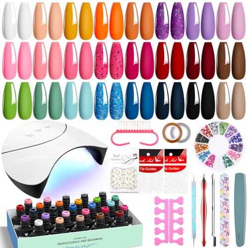 VANREESA Kit Vernis Semi Permanent Complet, 24 Couleurs Vernis Gel UV avec Lampe U V Base Top Mate Coat et Outils de Manucure Kit Ongle Gel U V Complet pour...