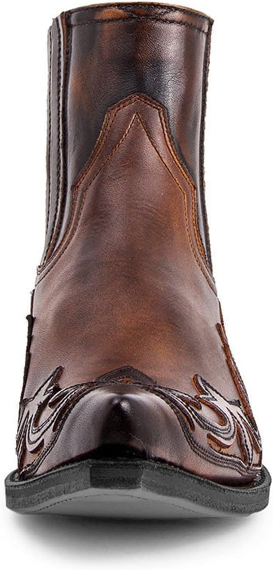 Genérico Hombres Botas de Cowboy Classic Embroidered Botas a Media Pantorrilla Retro Botines,41,Brown