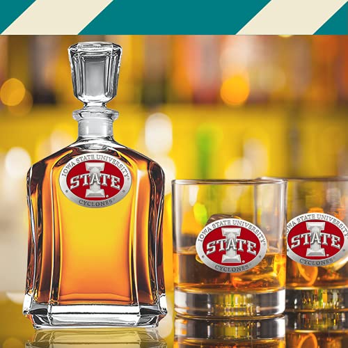 Image of Heritage Pewter Iowa State Capitol Decanter | 24 OZ Whiskey Decanter for Liquor with Airtight Stopper | Expertly Crafted Pewter Glass