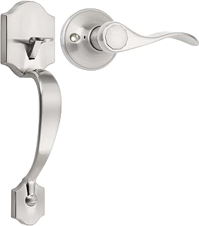 Tinewa Brushed Nickel Front Door Handle No Lock, Exterior Door Handleset