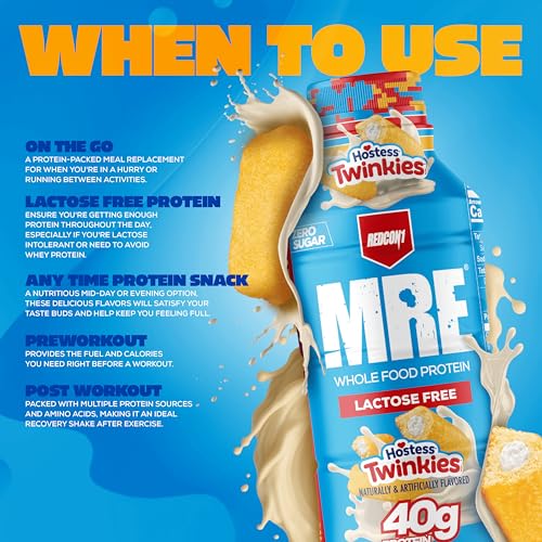 Image of REDCON1 MRE Ready to Drink Protein Shakes Hostess, Twinkies - Lactose Free RTD Protein Made with Real Whole Food Protein Blends - Easy to Digest Nutritional Shake (12 Pack)