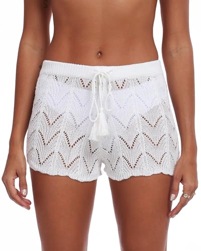 Freeprance Women's Crochet Beach Cover Up Shorts...