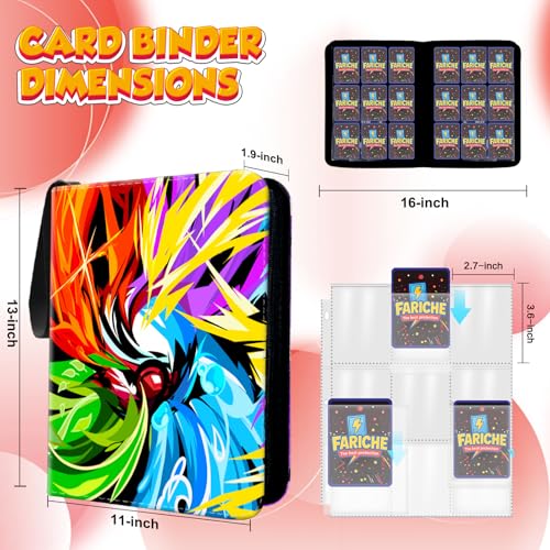 Trading Card Binder for TCG Cards, 9-Pocket Portable Card Collector Ablum Holder Book Fits 900 Cards with 50 Removable Sleeve, Waterproof BKM Card Binder Display Storage Carrying Cases for TCG-Storm - image 4