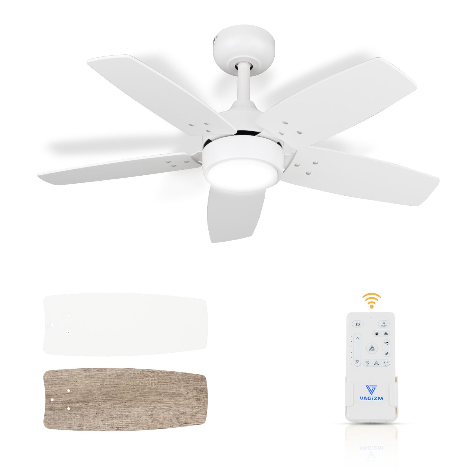 Ventilatore da Soffitto 91 CM Per Stanze Piccole: Moderno Bianco Opaco Con Telecomando Dimmerabile - Reversibile E Silenzioso con 6 Velocità Per Camere Da Letto Piccole - 230 V
