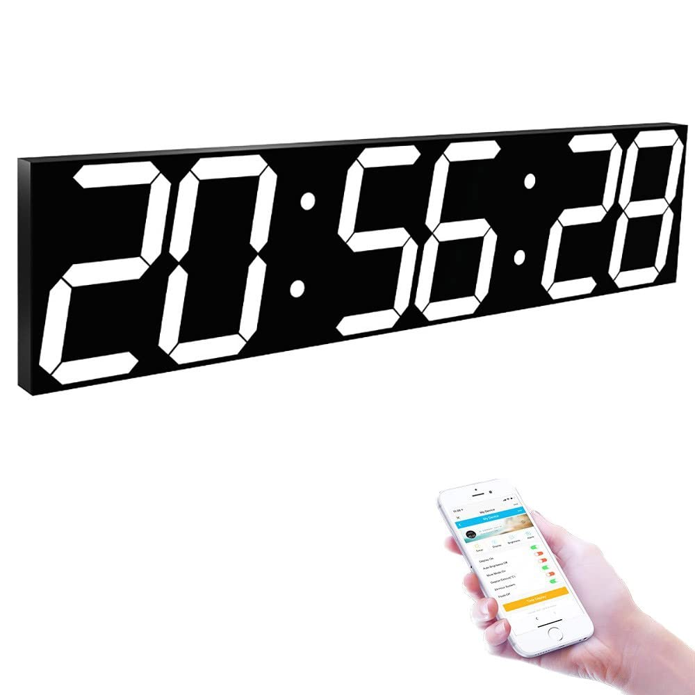 Reloj De Pared LED WIFI De 27 Pulgadas Y 6 Dígitos, Brillo De 8 Niveles