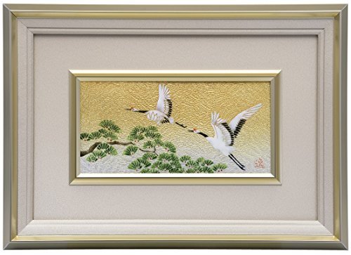 彩光舎 七宝焼き 松に鶴 額 48 013-10