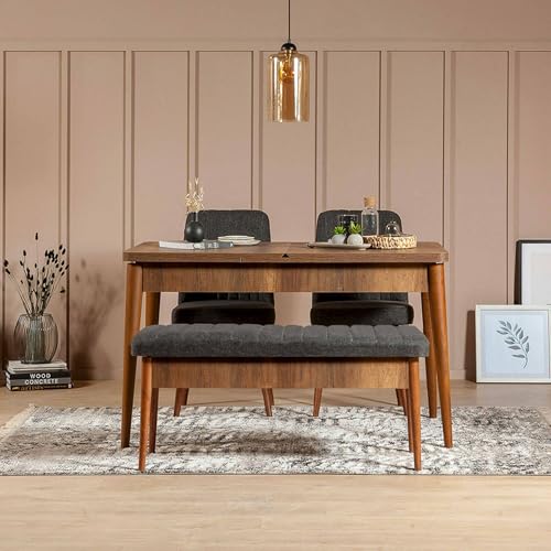 Banc polyvalent Dmora noyer et anthracite coffre de rangement de 110 cm