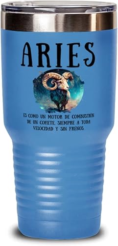 Signo Zodiacal Aries  Regalo para ahijado, hijo, mamá, papa Vaso 30oz azul