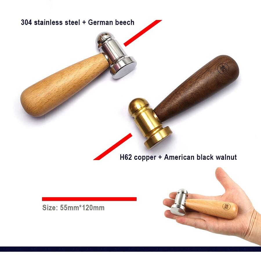 Miniaturowe młotki miedziane H62 z amerykańskiego czarnego orzecha, młotek ze stali nierdzewnej 304 buku niemieckiego