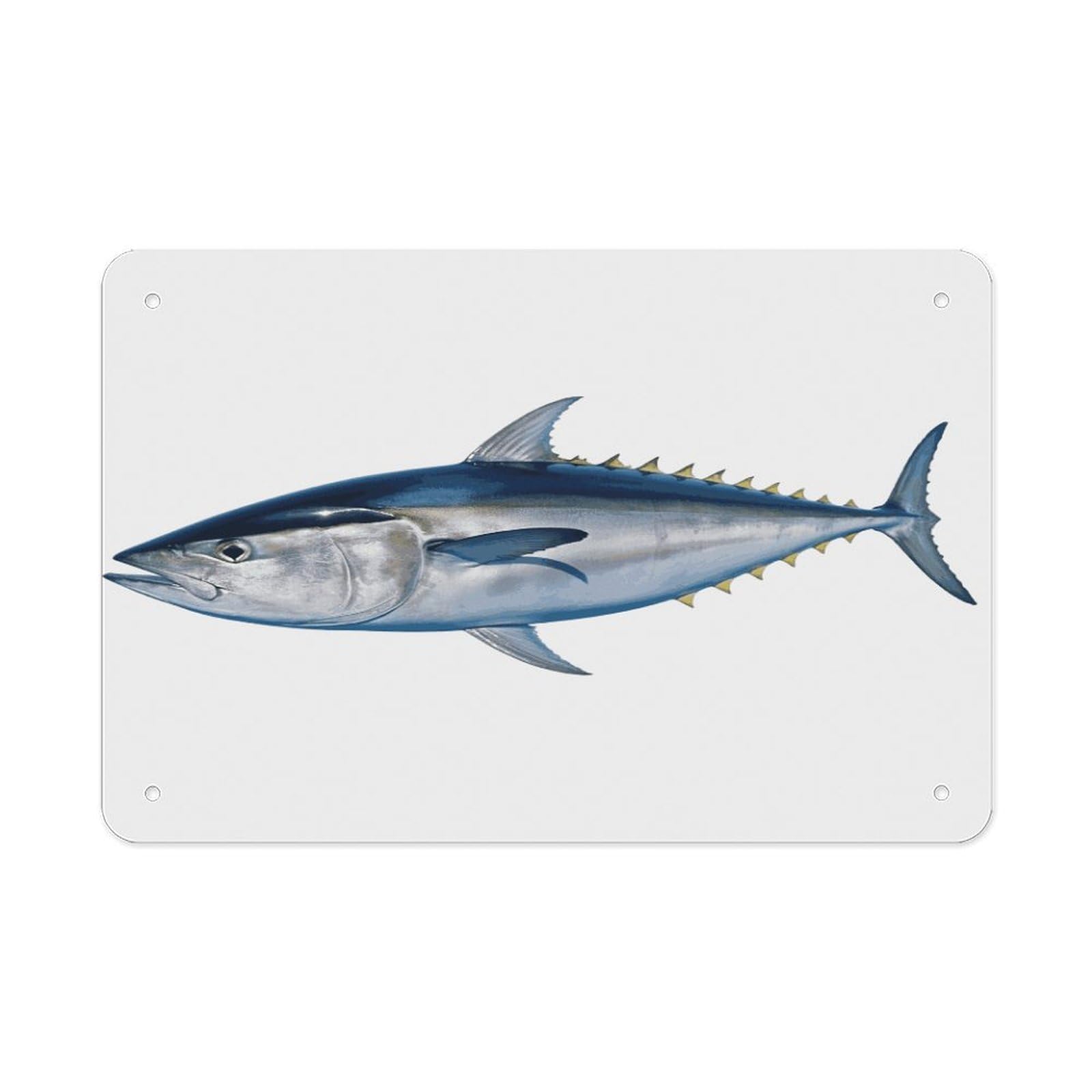 LDGSUPH Tuna Thunnus Metal Tin Sign Wall Art Prints Folded Edge Iron Sheet Painting with Holes for Wall Prints Decorative Picture Metal Signboard Decor Painting Wall Decor