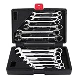 Juego de 12 llaves de carraca de 8 a 19 mm, cabeza fija con llave y caja de herramientas para la reparación de coches