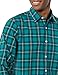 Amazon Essentials Men's Long-Sleeve Regular-Fit Stretch Poplin Shirt, Gold Green Checked, Small