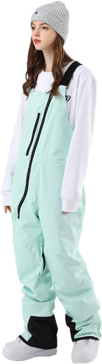 Women Men Winter Warm Waterproof and Windproof Ski Bibs Overalls Adjustable Ski Pant with Pocket for Snow Sports