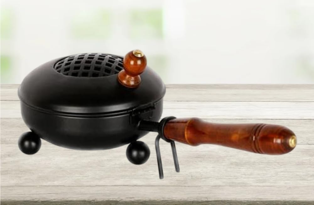 Heaven Decor Incense Burner, Loban Burner with Handle, Dhoop Dhuni Burner Sambrani Dhoop Burner for Home Office Temple Prayer Butler