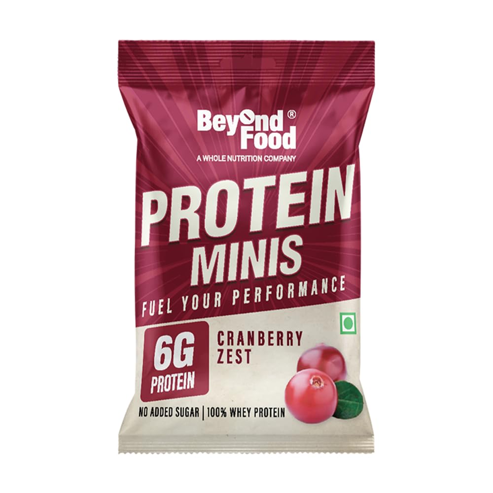 Beyond Food Protein Minis, 6g Protein – Cranberry Zest Flavour & Pack of 6-100% Whey Protein with No Added Sugar - Healthy Energy Snacks – Ideal for Gym, Workout, Office, Travel & Muscle Support-picture-11