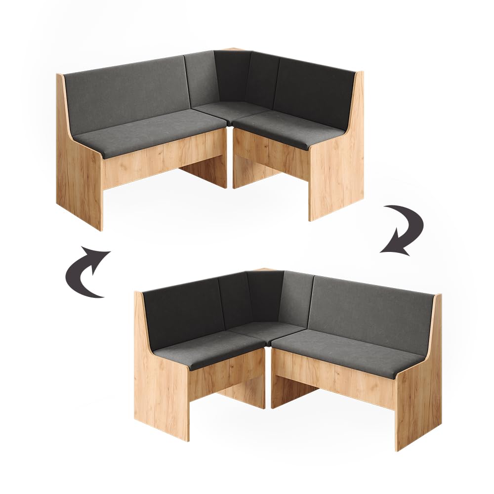 Vicco Esszimmer-Eckbank Ramon, Goldkraft Eiche, 150 x 51 cm mit Stauraum, mit Stauraum unter der Sitzfläche für zusätzlichen Platz