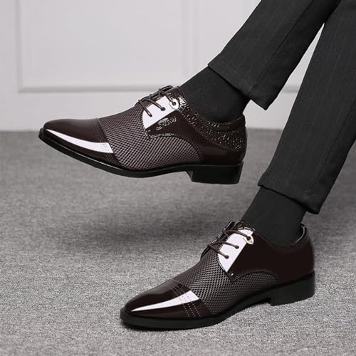 Zapatos de hombre de vestir informales y puntiagudos con diseño patchwork moderno 7
