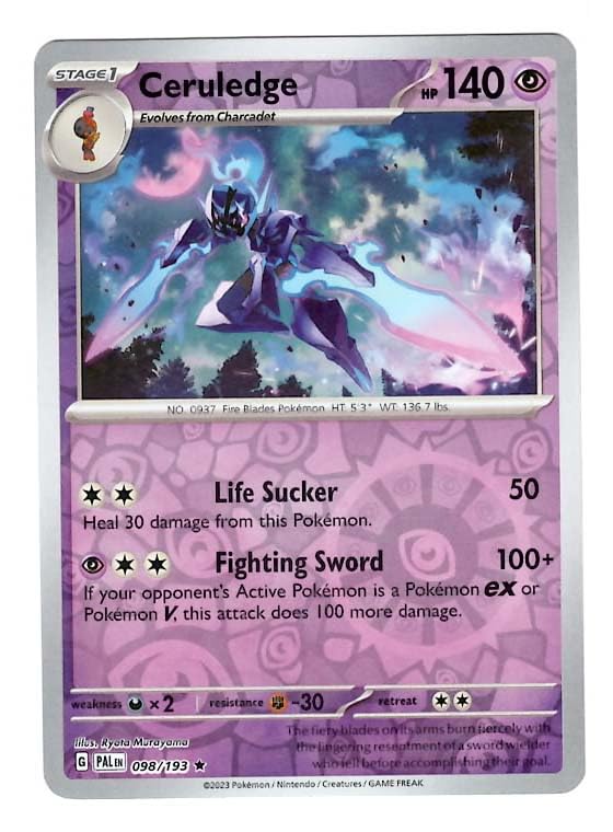 Amazon.com: Pokemon - Ceruledge 098/193 - Paldea Evolved - Reverse Foil -  Single Card : Toys & Games